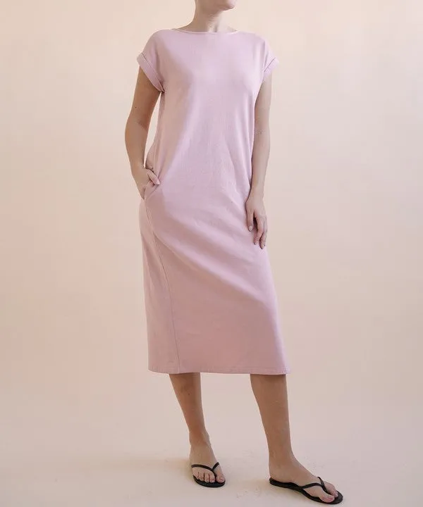 Brushed Organic Hemp Side Slit Maxi Dress