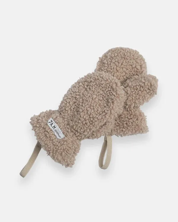 Hat & Mittens Set Teddy, Oatmeal