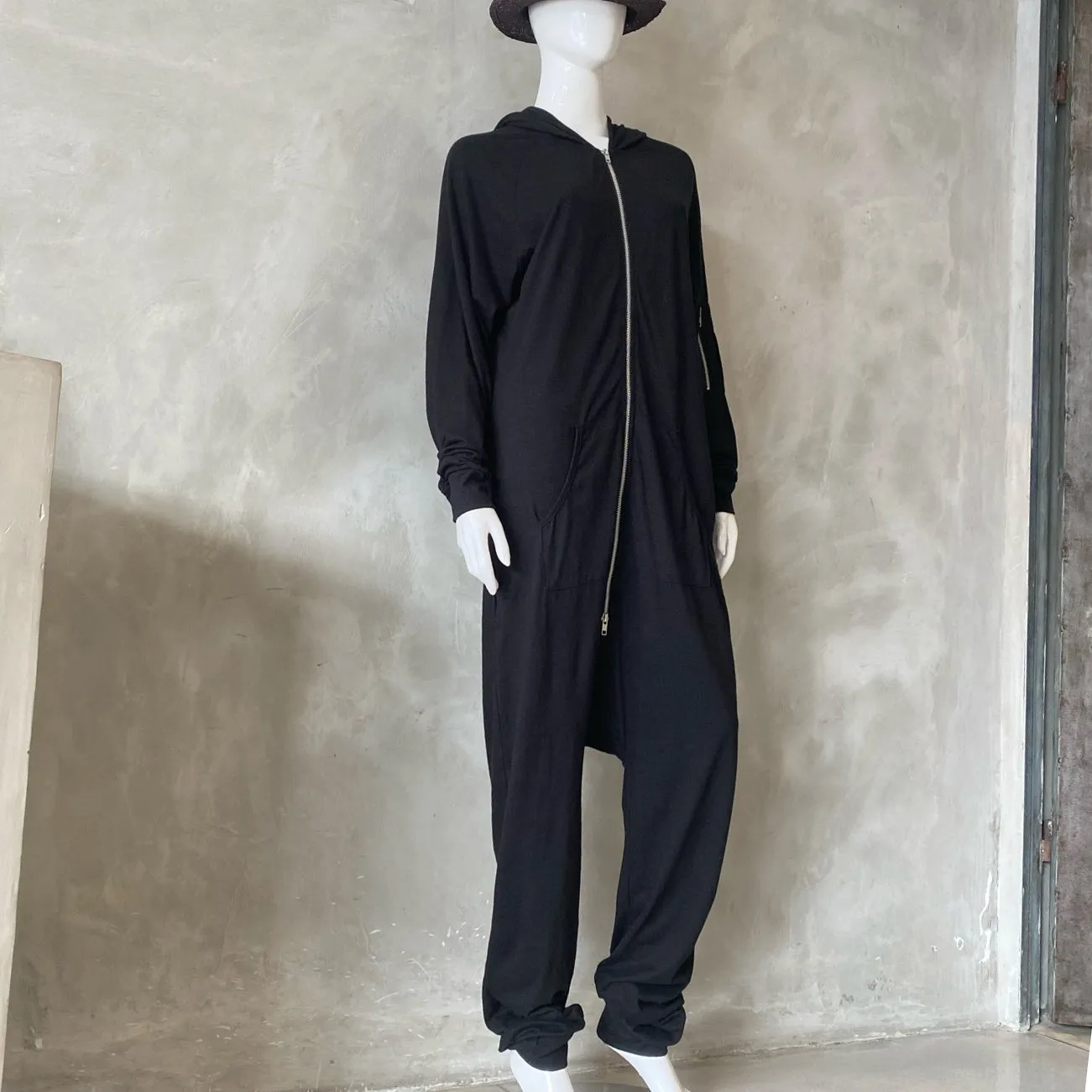 Hemp Slub Jumpsuit Black
