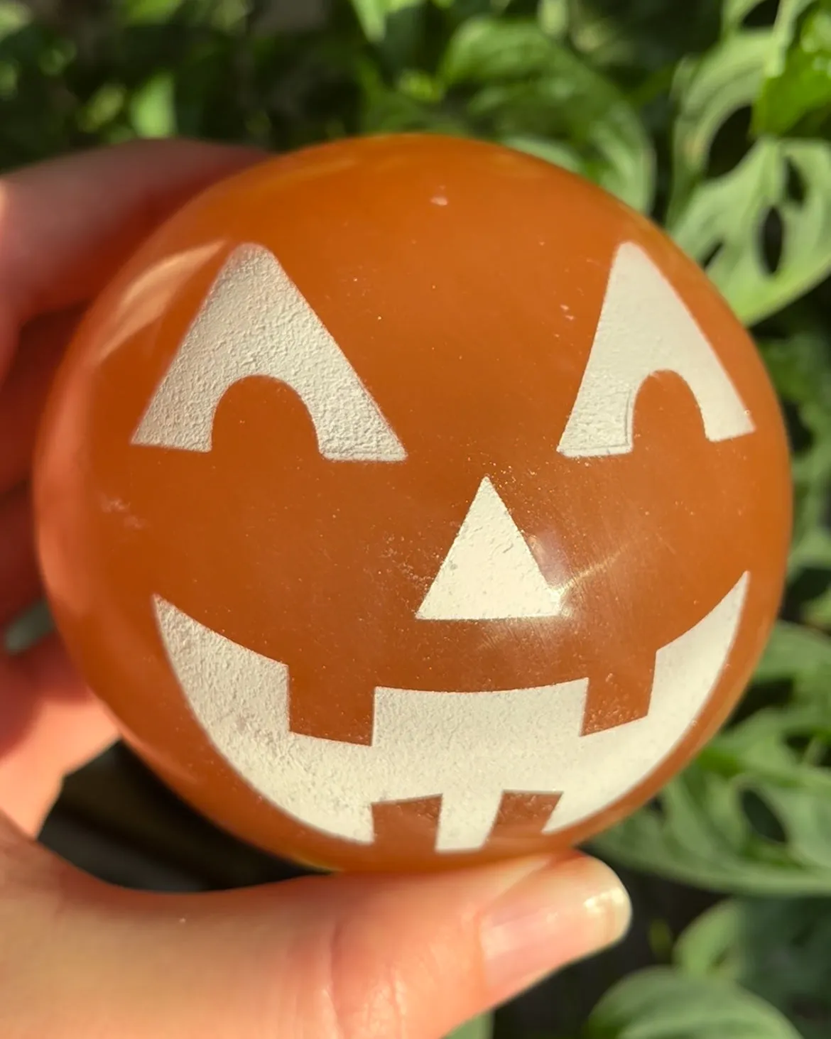 *LIMITED EDITION* Peach Selenite Jack-o-Lantern Spheres