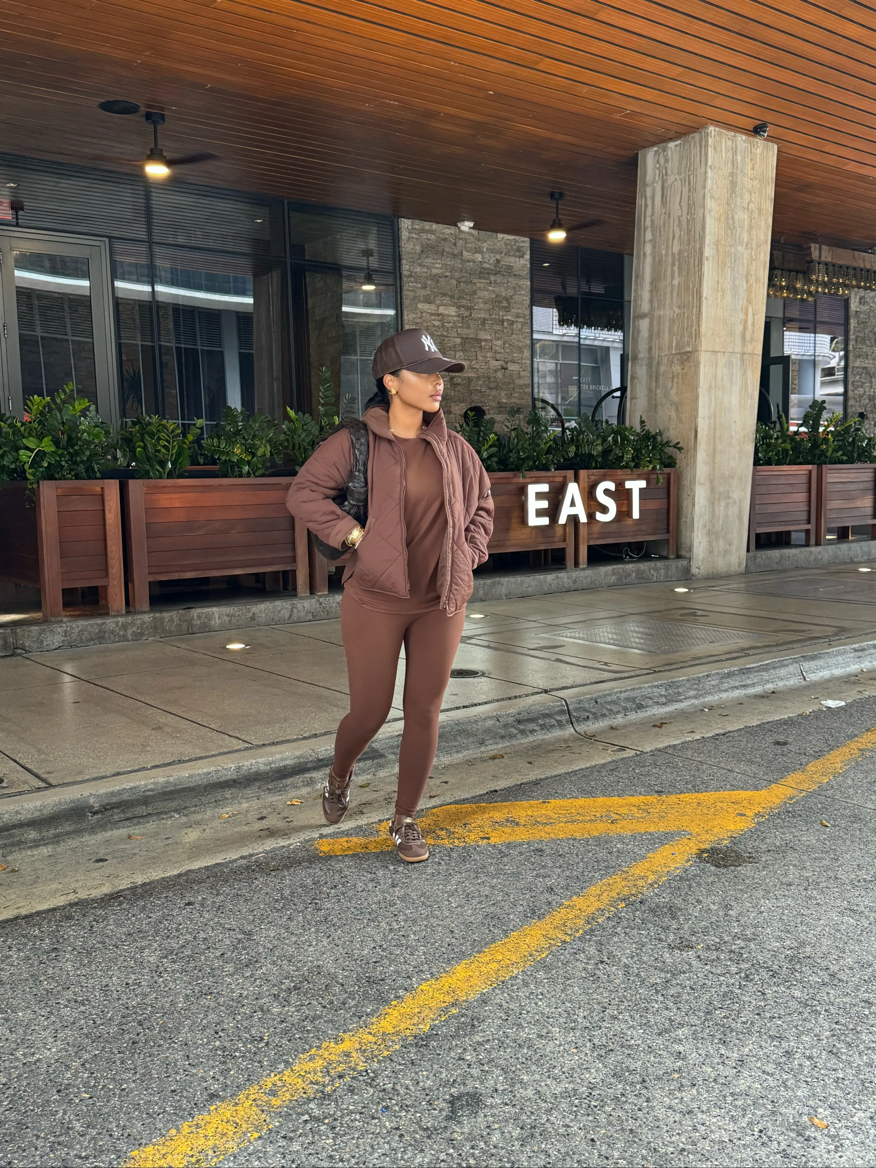 LOOK 8: RELAXED SHIRT LEGGING SET & REGULAR QUILTED JACKET