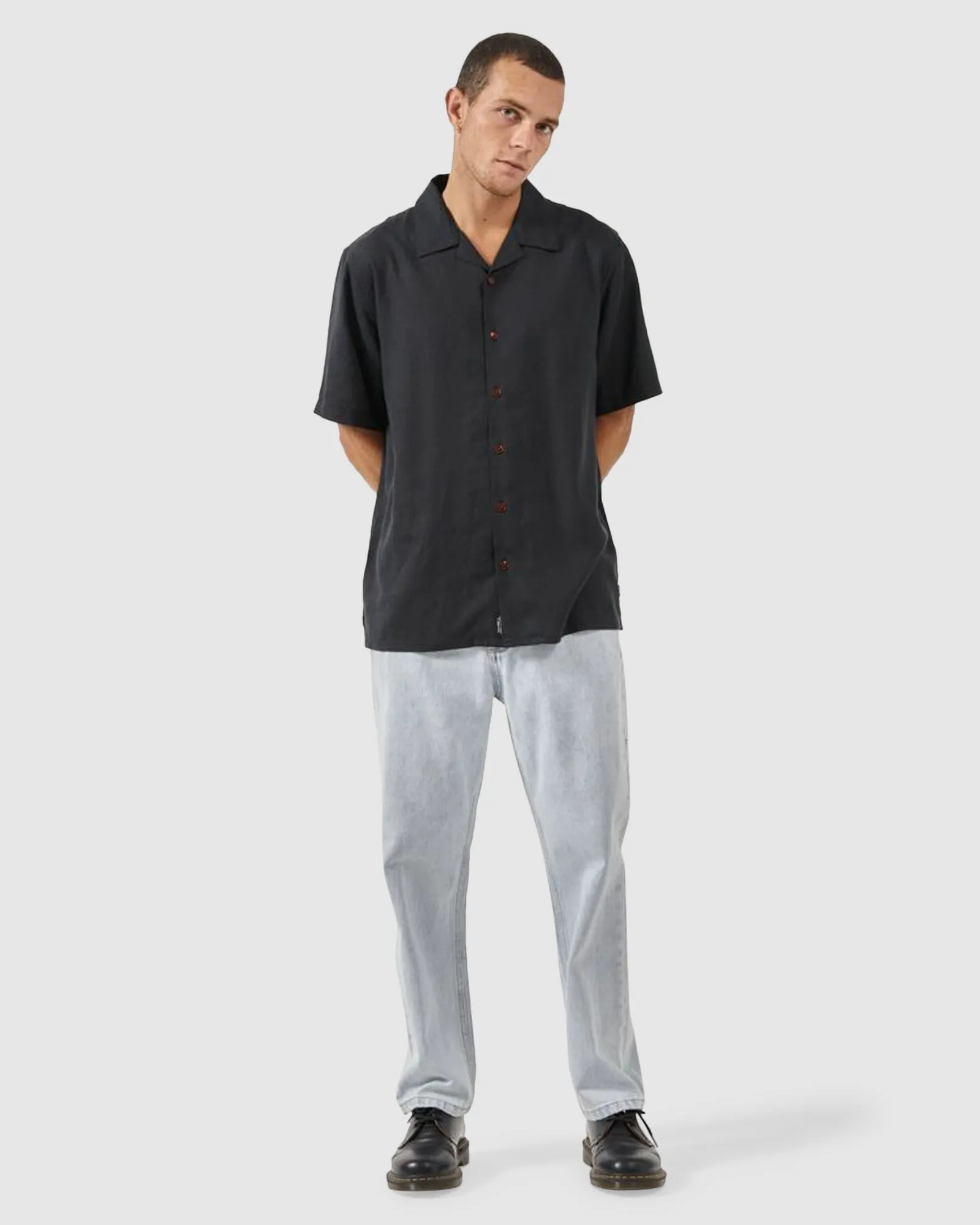 MENS HEMP MINIMAL THRILLS BOWLING SHIRT