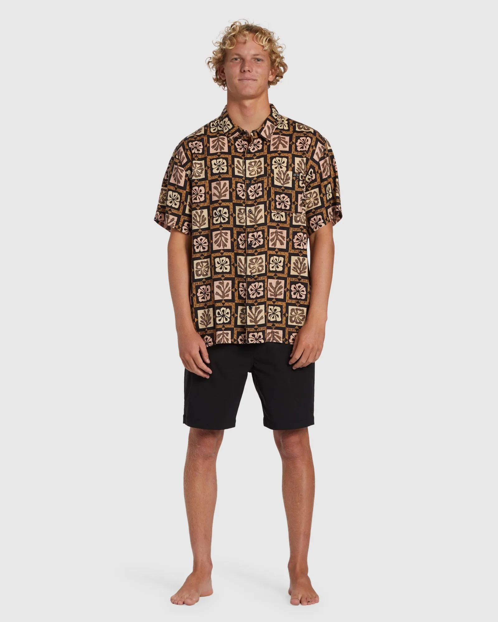 Mens Tiki Reef Hemp Short Sleeve Shirt