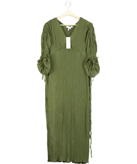 Never Fully Dressed Green Petite Celia Plisse Dress UK 10
