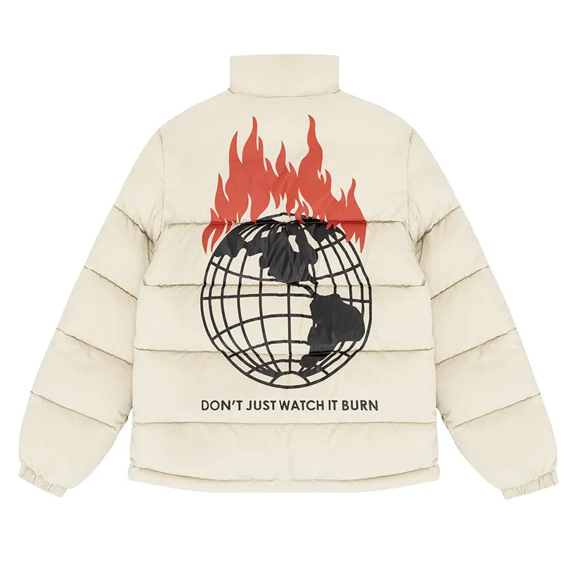 OBEY X NAPA DON T JUST WATCH IT BURN PUFFER JACKET
