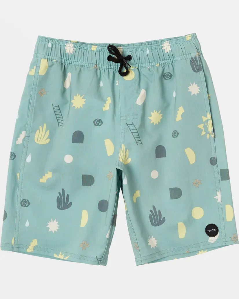 RVCA | Boy's Atlas Elastic Boardshorts 17" - Green Haze